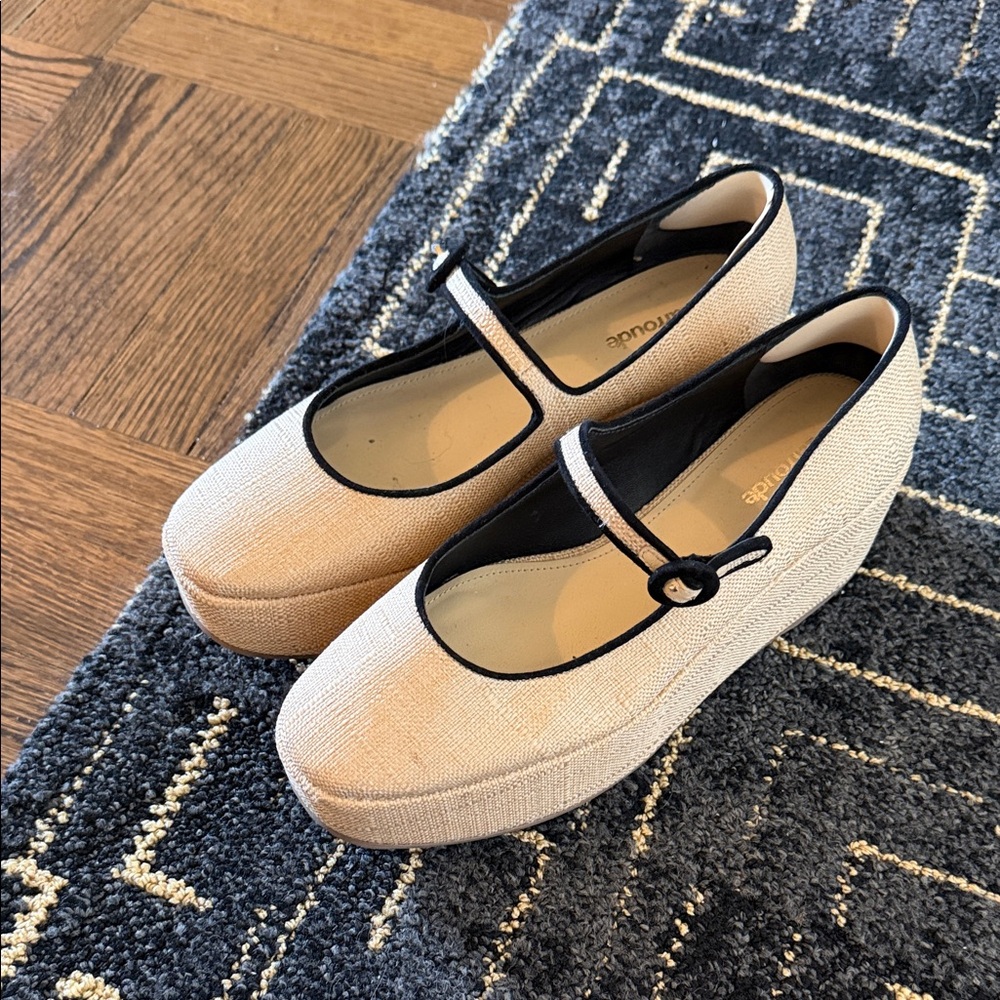 Larroude Blair flatforms raffia Mary Jane Platform Flats size 8